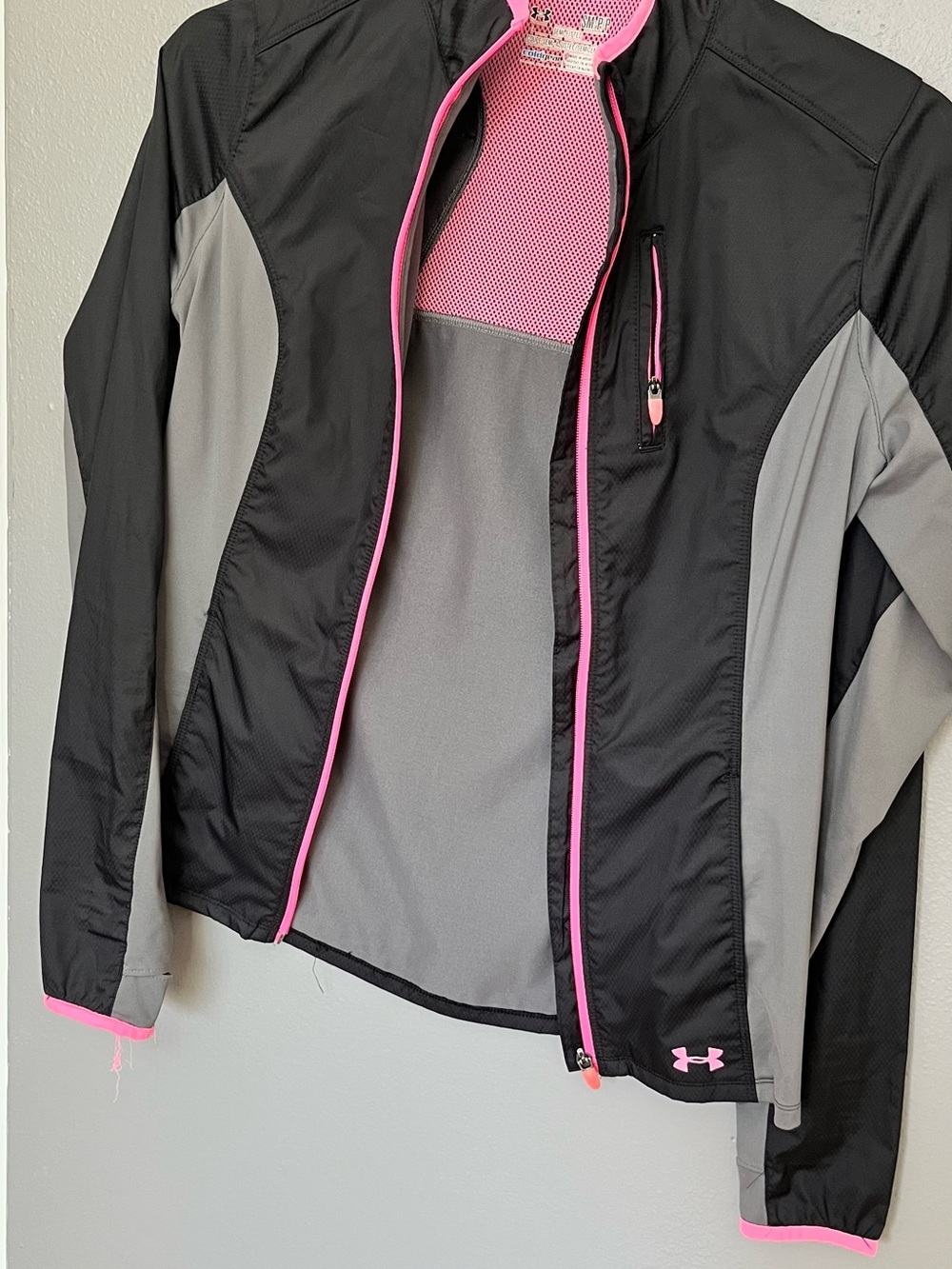 Under Armour Women's Black & Gray Softshell Jacket with Pink Trim Accents
